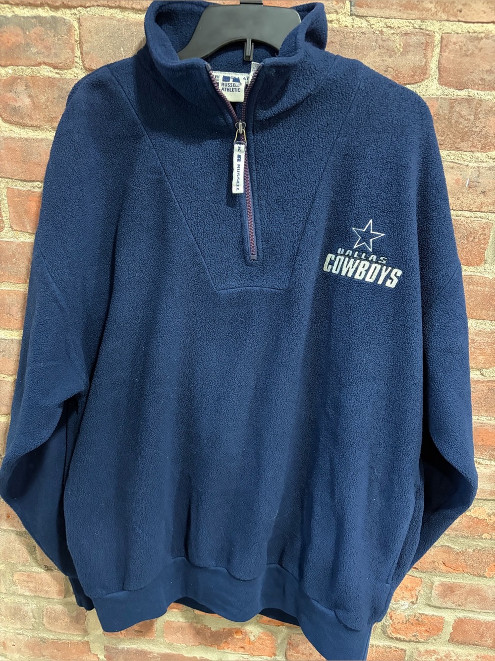 Russell Athletic Vintage Navy Dallas Cowboys Quarter-Zip Fleece Pullover size XL